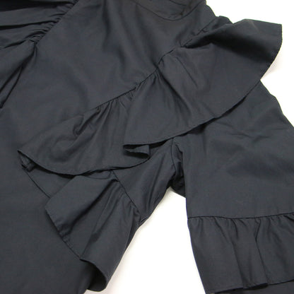 24春夏 コットン ブロード フリル ブラウス / 長袖 シャツ バンドカラー ギャザー