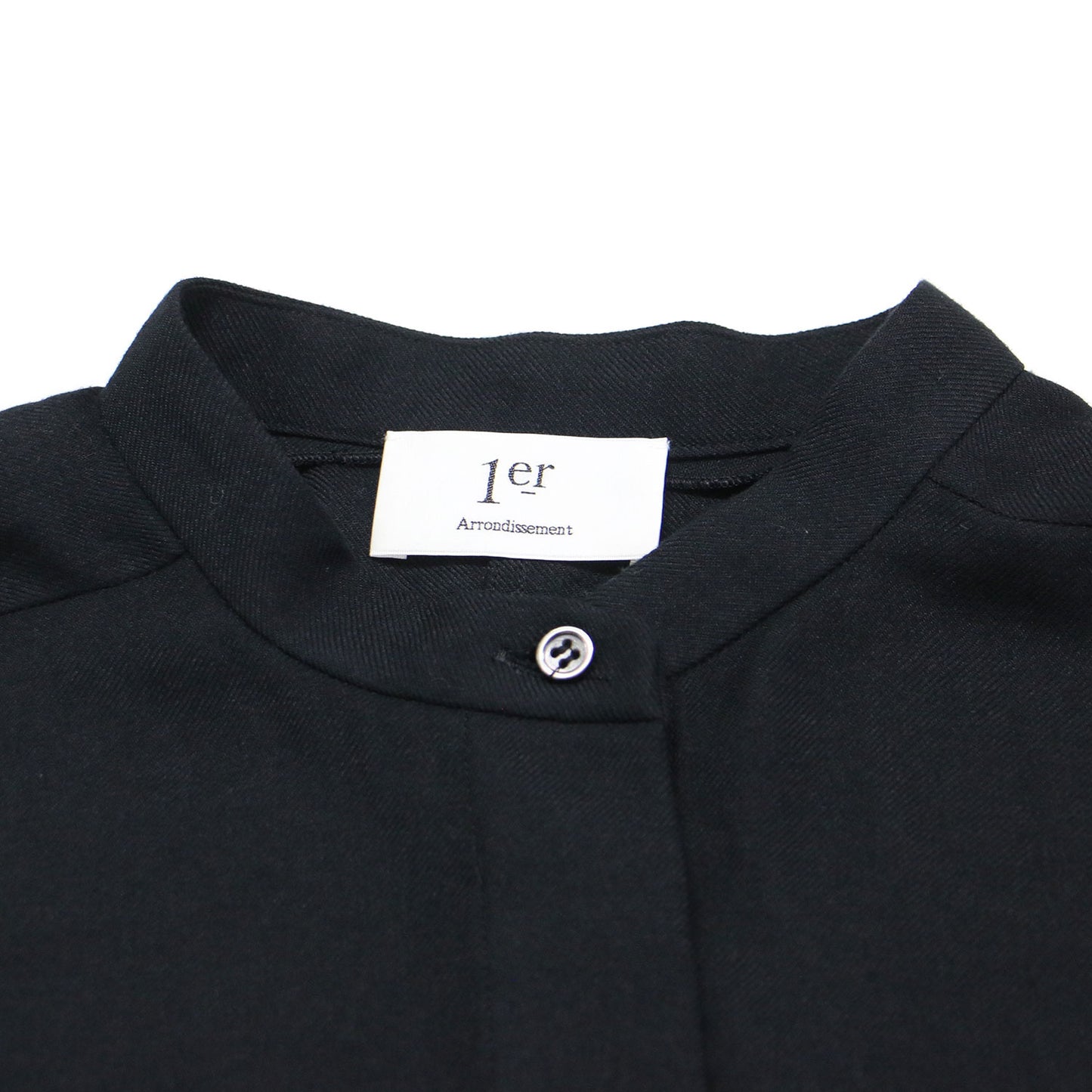 ノーカラー ドルマン シャツ / ブラウス 長袖 ラグラン ギャザー ワイド スリット