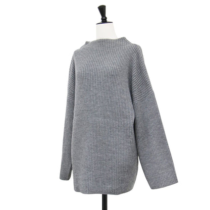 20秋冬 ウール リブ ビルドネック プルオーバー / ニット スタンドカラー 長袖 Iライン ミドルゲージ ワイド