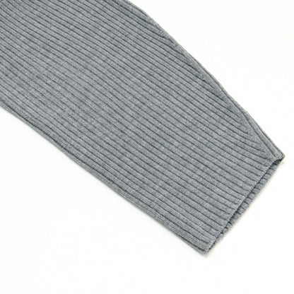 20秋冬 ウール リブ ビルドネック プルオーバー / ニット スタンドカラー 長袖 Iライン ミドルゲージ ワイド