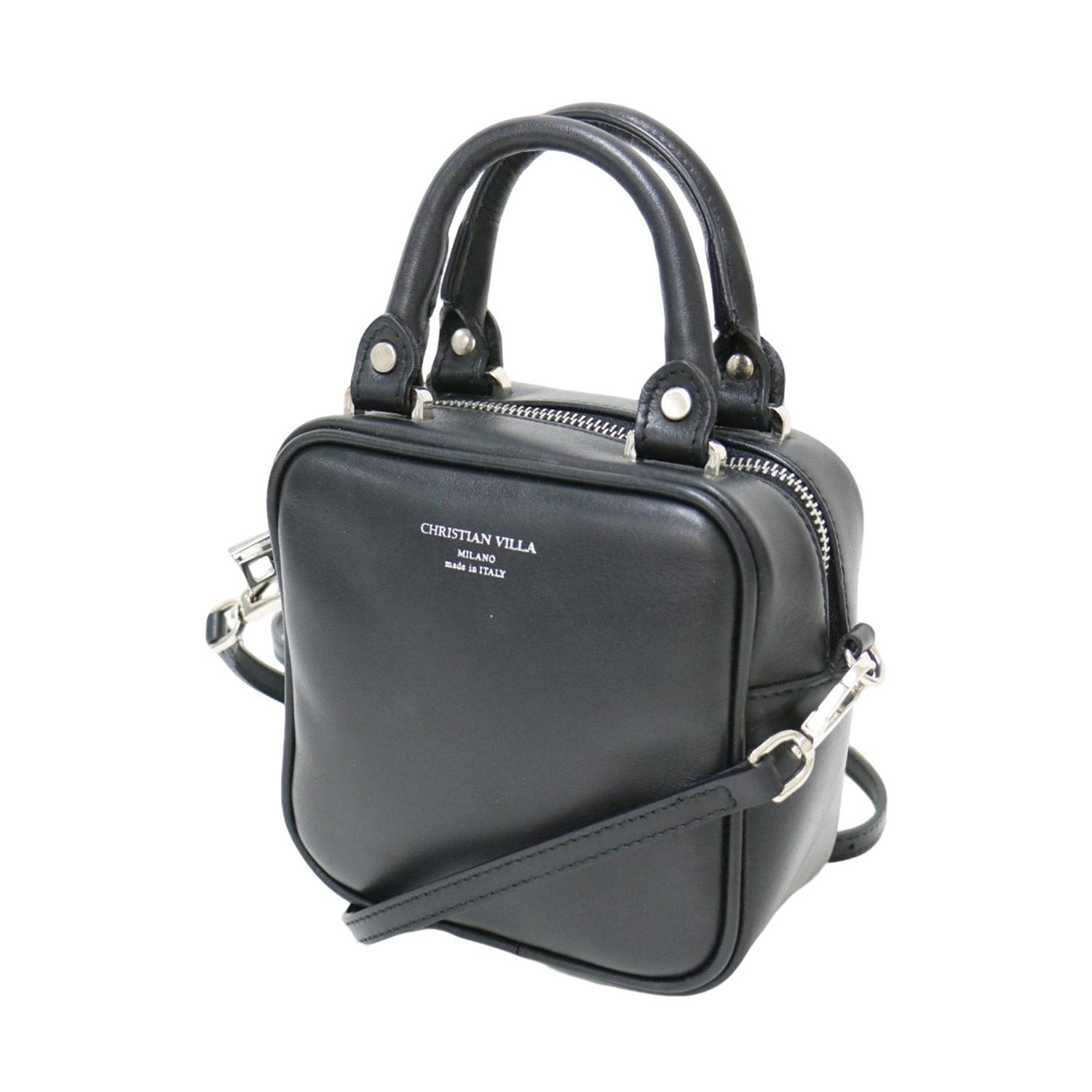 【極美品】クリスチャンヴィラ　スクエアミニボストン　ショルダー 極美品】クリスチャンヴィラ スクエアミニボストン ショルダー