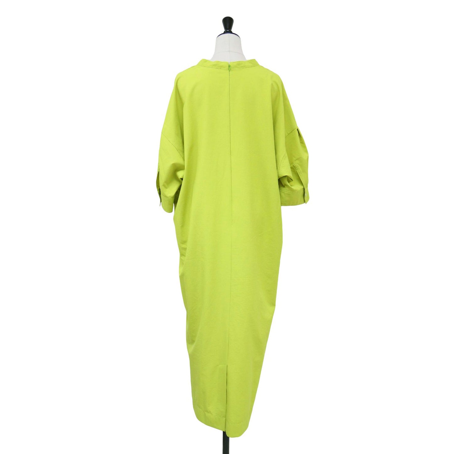 キュプタストワル シャツ ドレス / ワンピース ロング丈 5分袖 キーネック ストレッチ