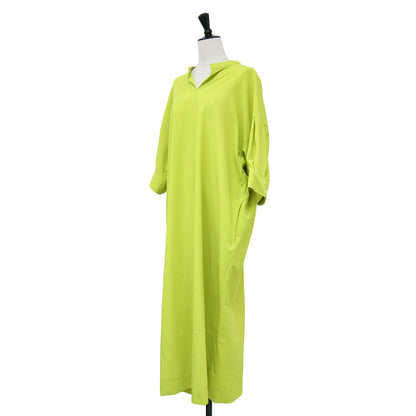 キュプタストワル シャツ ドレス / ワンピース ロング丈 5分袖 キーネック ストレッチ