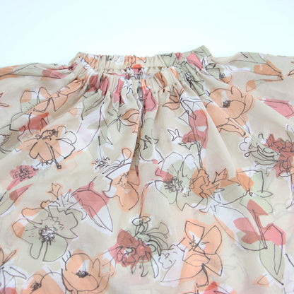 24春夏 ピオニー プリント ギャザーネック ブラウス / スキッパー スタンドカラー ラグランスリーブ 長袖 シアー