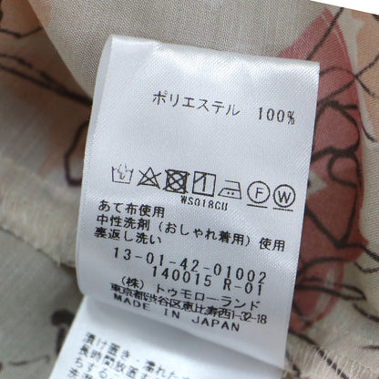 24春夏 ピオニー プリント ギャザーネック ブラウス / スキッパー スタンドカラー ラグランスリーブ 長袖 シアー