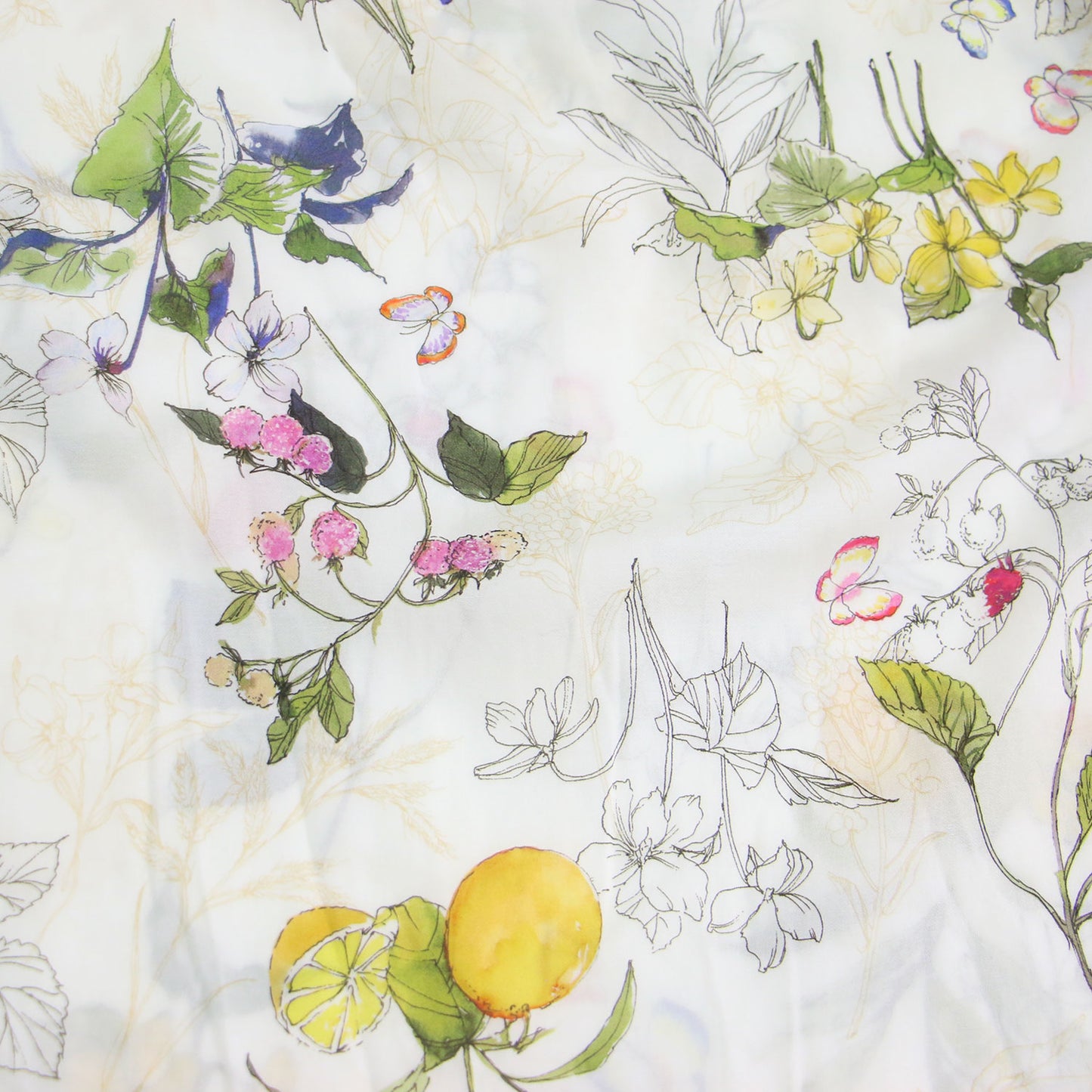 24春夏 パピヨン フラワープリント パフスリーブ ブラウス / プルオーバー 半袖 ラグランスリーブ タック コットン