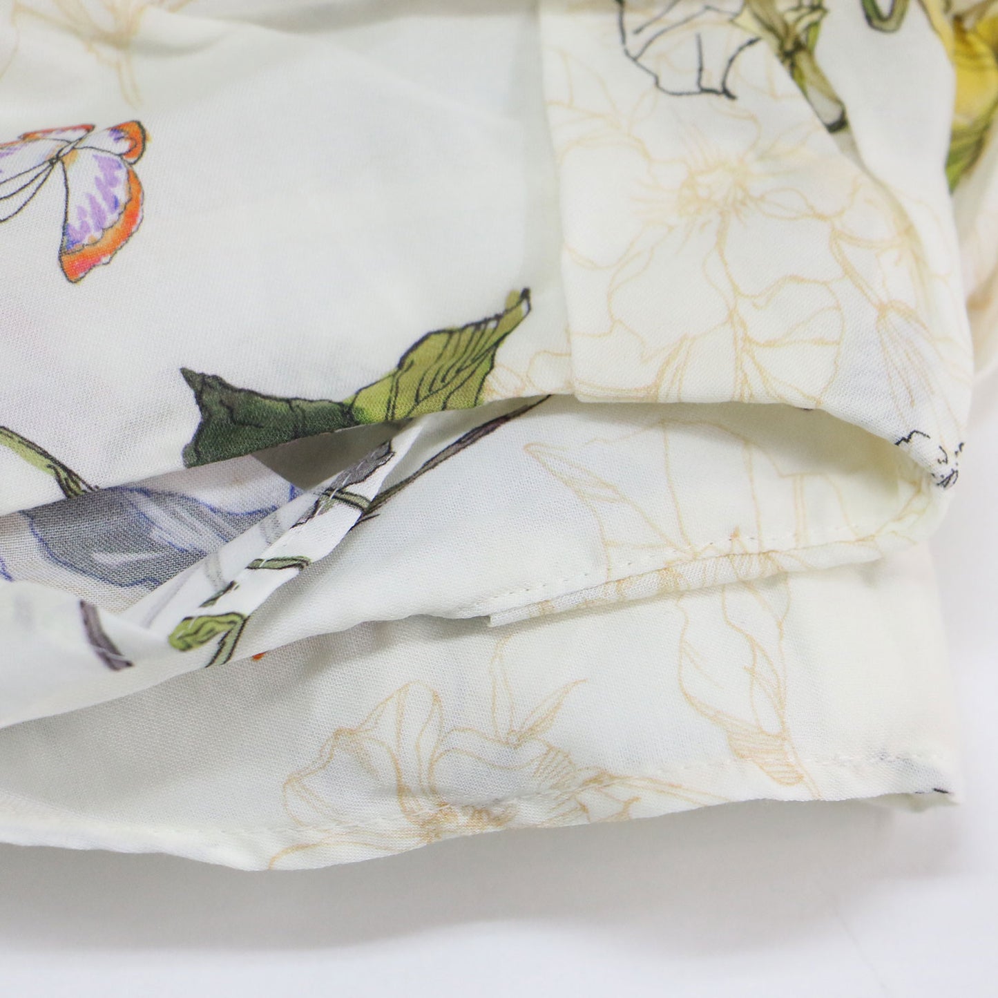 24春夏 パピヨン フラワープリント パフスリーブ ブラウス / プルオーバー 半袖 ラグランスリーブ タック コットン