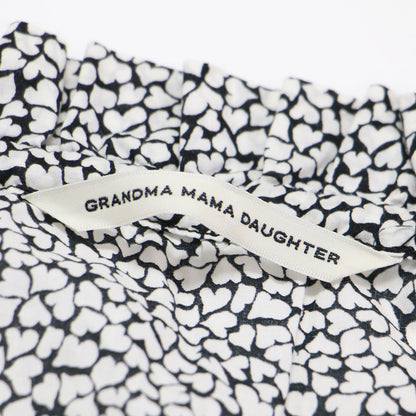 ハート柄 ロングスリーブ フレア ワンピース / 長袖 ロング丈 フリル リボン ワイド コットン