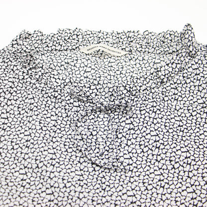 ハート柄 ロングスリーブ フレア ワンピース / 長袖 ロング丈 フリル リボン ワイド コットン