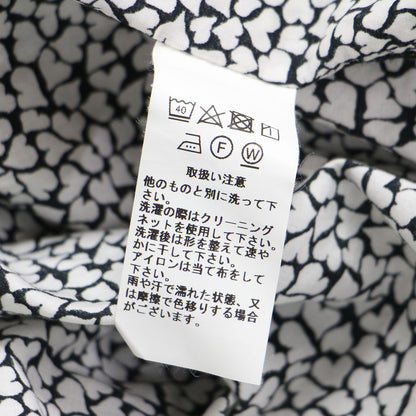 ハート柄 ロングスリーブ フレア ワンピース / 長袖 ロング丈 フリル リボン ワイド コットン