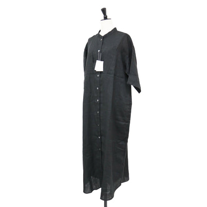 ハードマン リネン ワンピース / シャツワンピース ロング丈 五分袖 バンドカラー