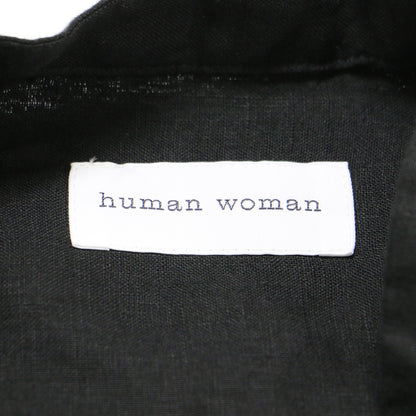 ハードマン リネン ワンピース / シャツワンピース ロング丈 五分袖 バンドカラー