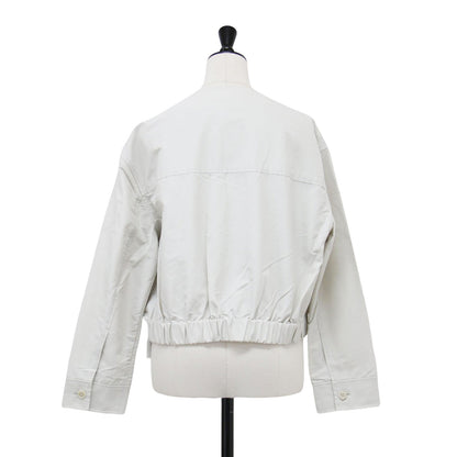 24春夏 ノーカラー クロップド ボクシー ブルゾン / Dover Tanya ジャケット 長袖 グログラン素材 撥水加工