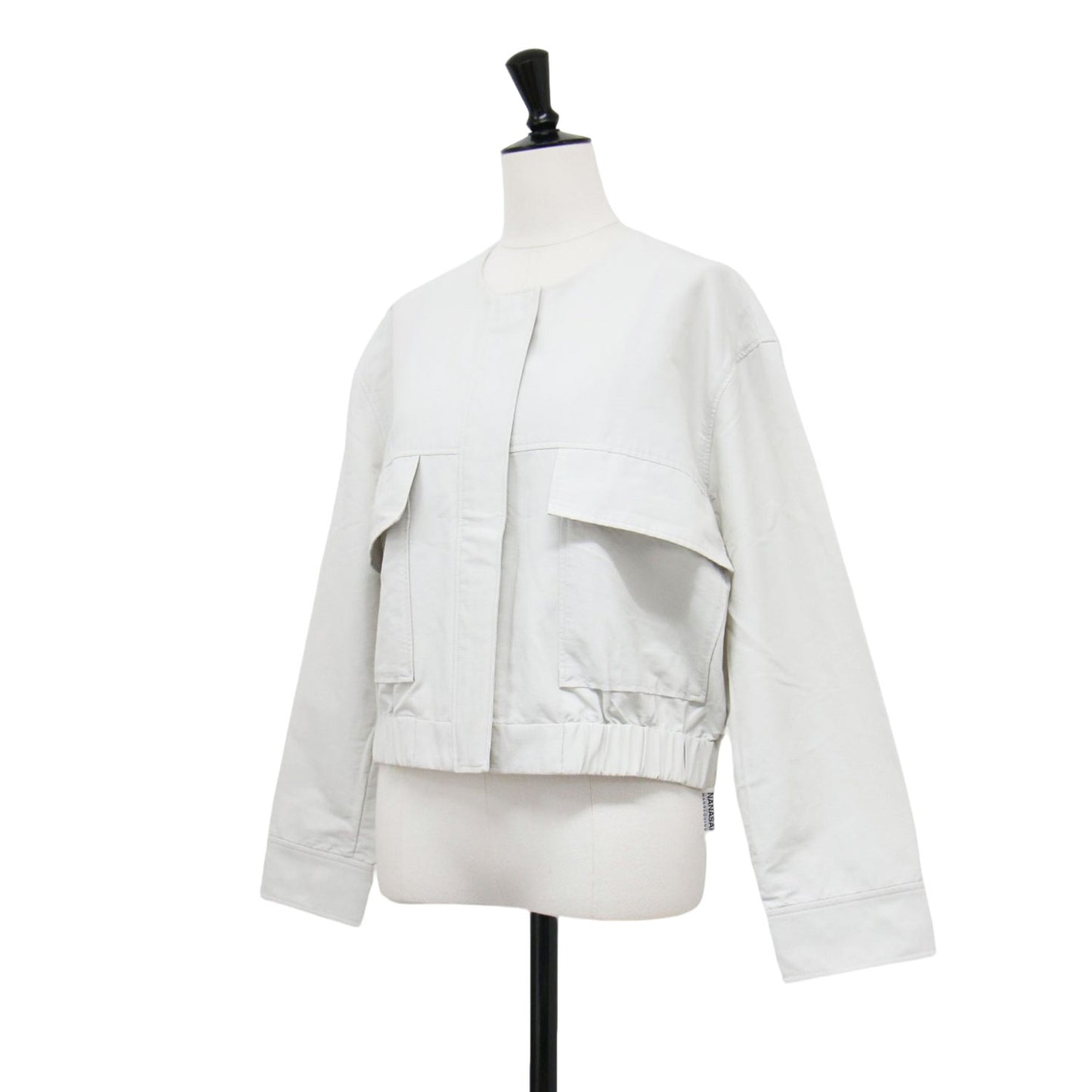 24春夏 ノーカラー クロップド ボクシー ブルゾン / Dover Tanya ジャケット 長袖 グログラン素材 撥水加工