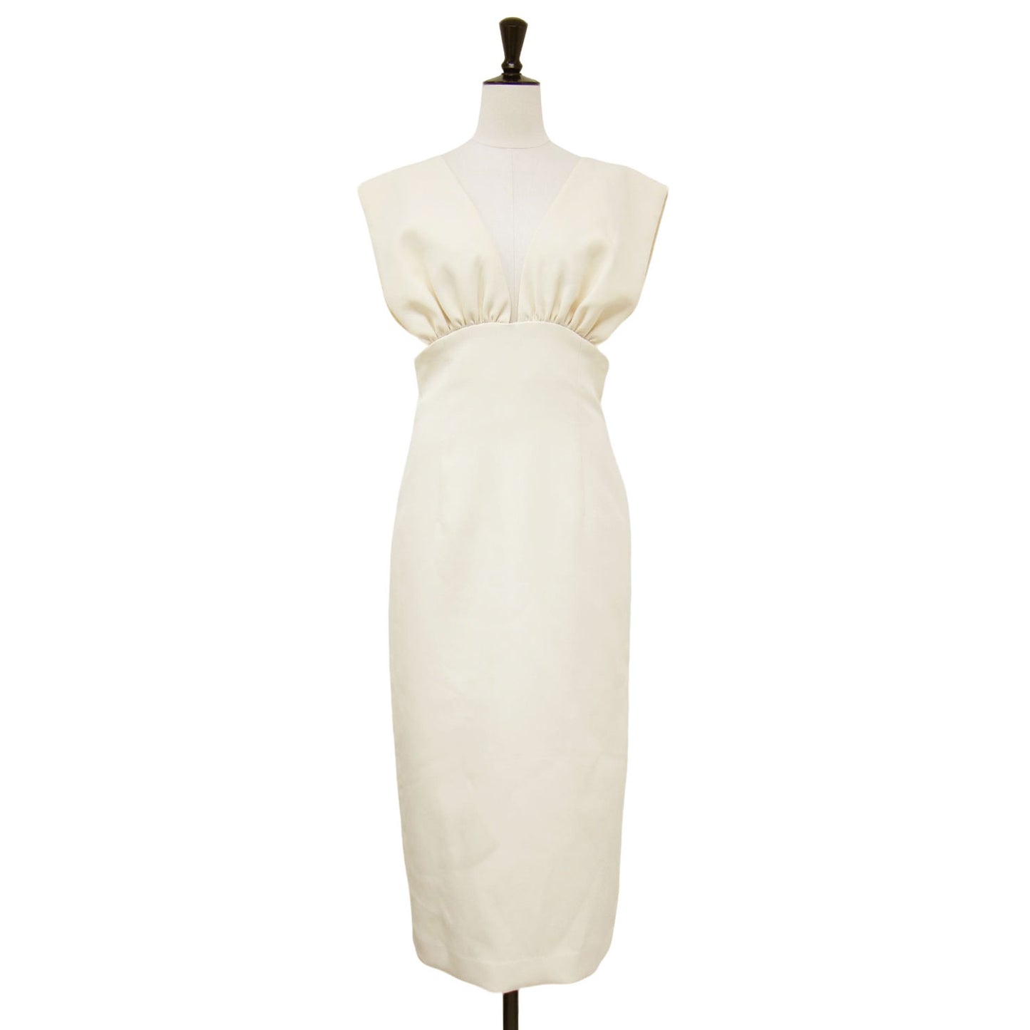 Vネック ハイウエスト ジャンスカ ワンピース / サロペット スカート ロング丈 スリット