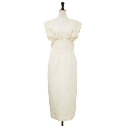 Vネック ハイウエスト ジャンスカ ワンピース / サロペット スカート ロング丈 スリット