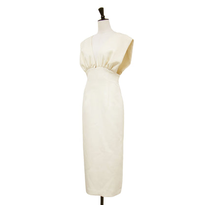 Vネック ハイウエスト ジャンスカ ワンピース / サロペット スカート ロング丈 スリット