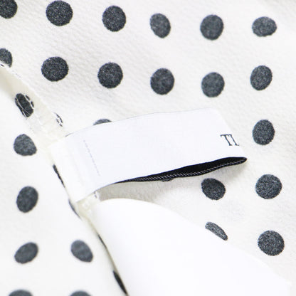 22秋冬 ハンマーサテン ドット フリル ペプラム ブラウス / スタンドカラー 長袖 プリント