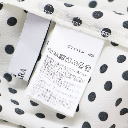 22秋冬 ハンマーサテン ドット フリル ペプラム ブラウス / スタンドカラー 長袖 プリント