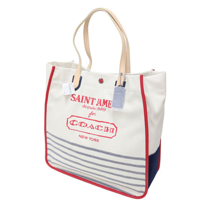 × SAINT JAMES ラージ トートバッグ 23477 / ショルダーバッグ ロゴ ボーダー キャンバス