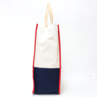 × SAINT JAMES ラージ トートバッグ 23477 / ショルダーバッグ ロゴ ボーダー キャンバス