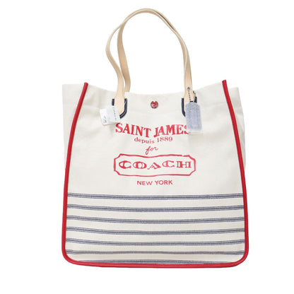 × SAINT JAMES ラージ トートバッグ 23477 / ショルダーバッグ ロゴ ボーダー キャンバス