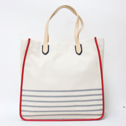 × SAINT JAMES ラージ トートバッグ 23477 / ショルダーバッグ ロゴ ボーダー キャンバス