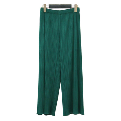 クロップド プリーツ パンツ / ワイド ストレート サイドスリット ストレッチ