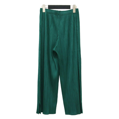 クロップド プリーツ パンツ / ワイド ストレート サイドスリット ストレッチ