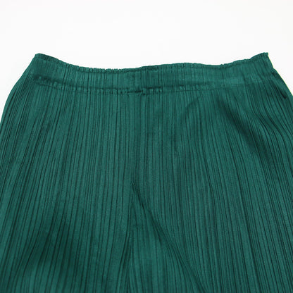 クロップド プリーツ パンツ / ワイド ストレート サイドスリット ストレッチ