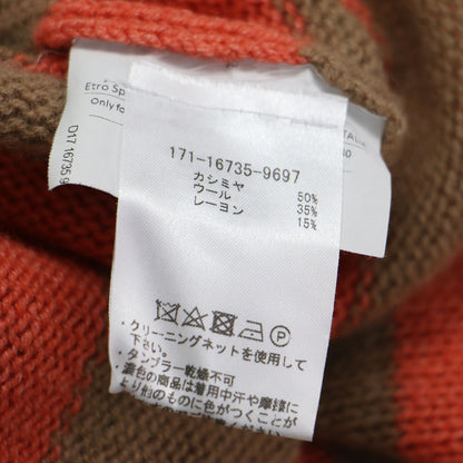 カシミヤ ウール ボーダー プルオーバー / ニット 長袖 ボートネック コンパクト
