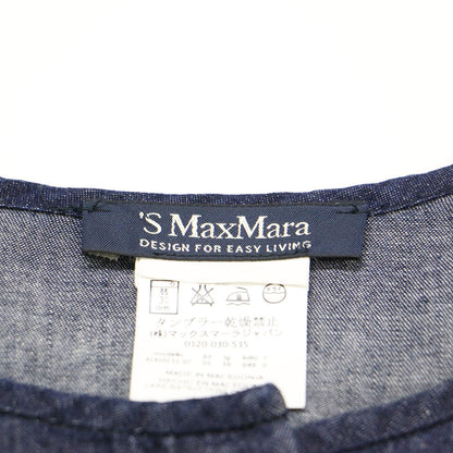 ノーカラー デニム シャツ / ブラウス チュニック クルーネック 長袖 スリット