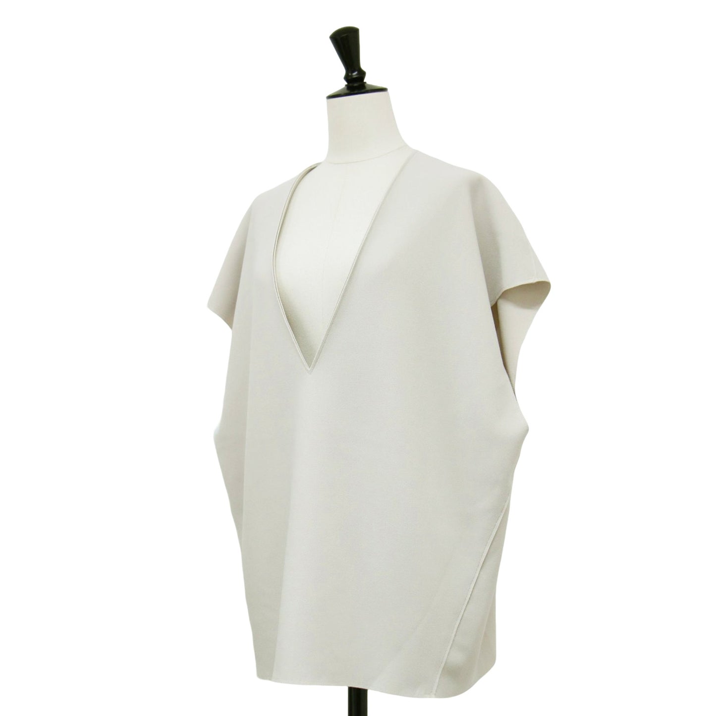 23春夏 クレープ ストレッチ ジレ / ベスト Vネック プルオーバー フレンチスリーブ カットオフ