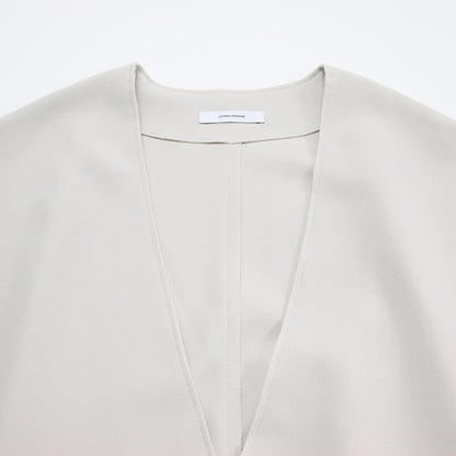 23春夏 クレープ ストレッチ ジレ / ベスト Vネック プルオーバー フレンチスリーブ カットオフ