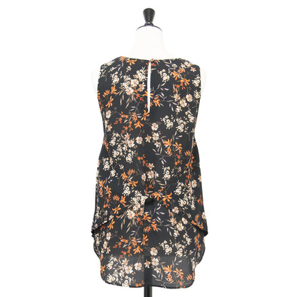 花柄 ノースリーブ ブラウス / プルオーバー クルーネック Aライン フレア 総柄