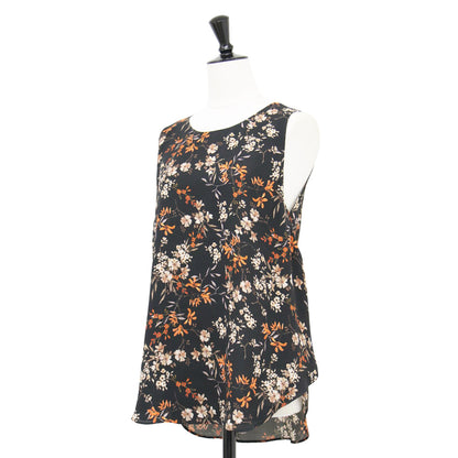 花柄 ノースリーブ ブラウス / プルオーバー クルーネック Aライン フレア 総柄