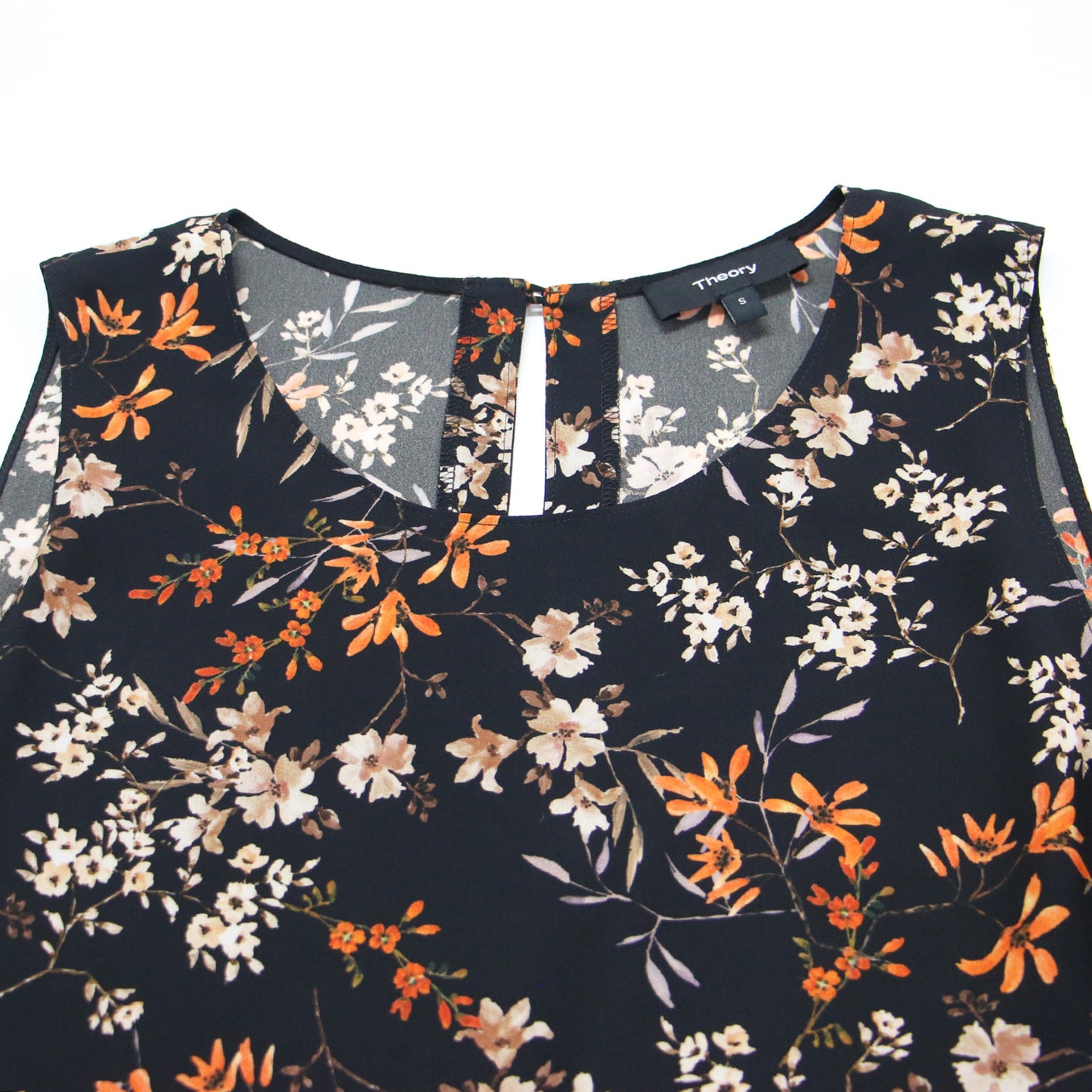 花柄 ノースリーブ ブラウス / プルオーバー クルーネック Aライン フレア 総柄