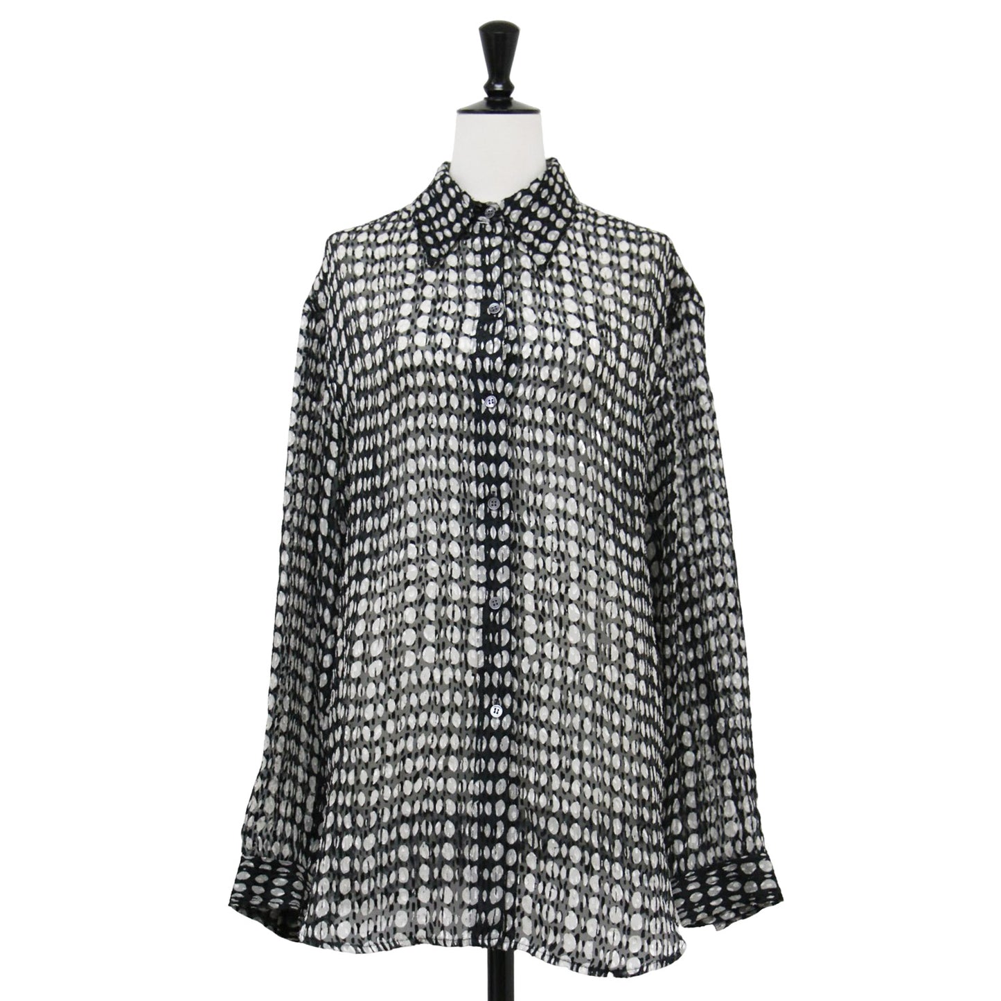 ドット柄 カットジャガード 長袖 シャツ /BROKEN OVAL WEEKENDER J ブラウス レギュラーカラー シアー