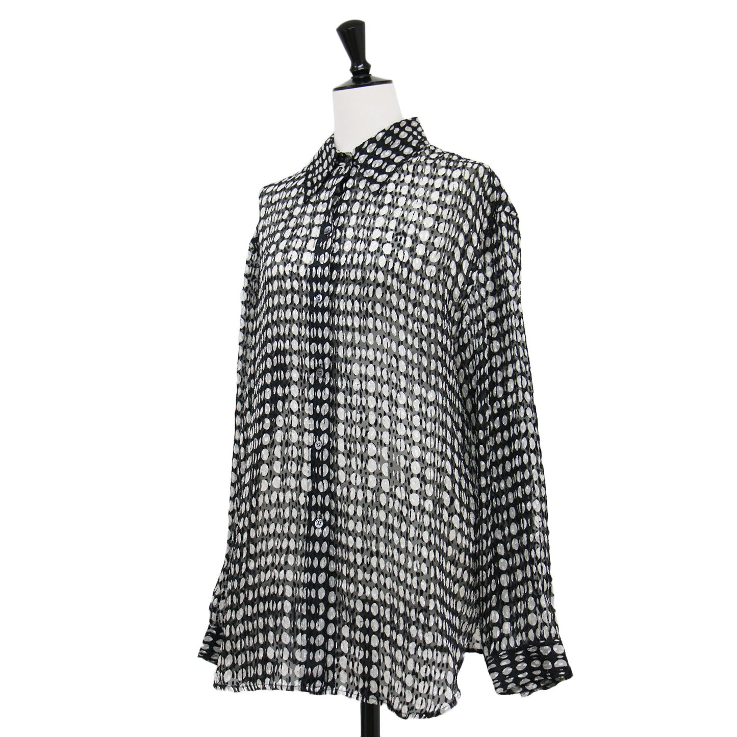 ドット柄 カットジャガード 長袖 シャツ /BROKEN OVAL WEEKENDER J ブラウス レギュラーカラー シアー