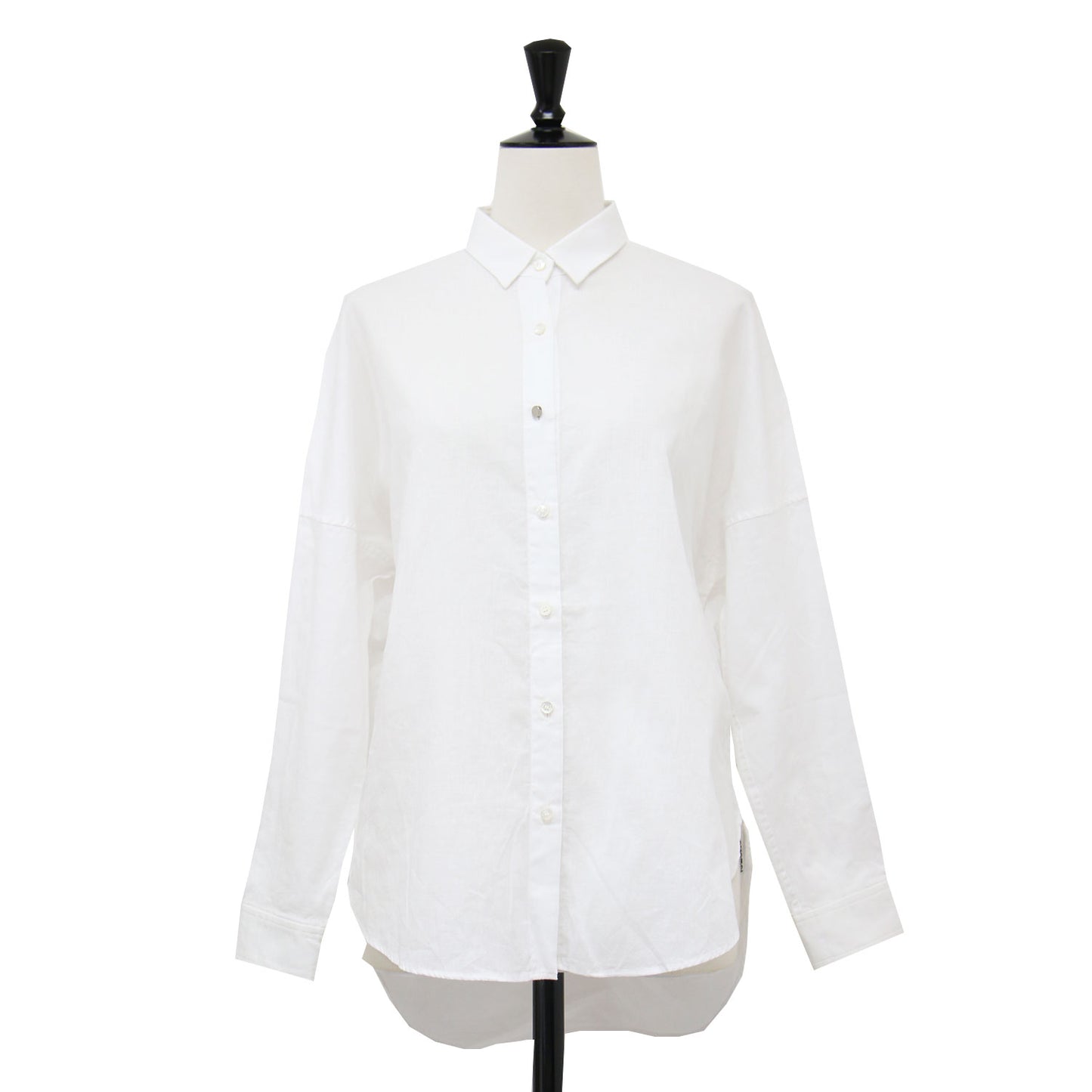 コットン リネン ロングスリーブ シャツ / 長袖 レギュラーカラー タック ドロップショルダー