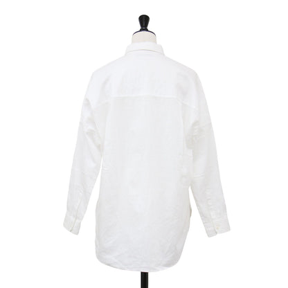 コットン リネン ロングスリーブ シャツ / 長袖 レギュラーカラー タック ドロップショルダー