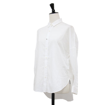 コットン リネン ロングスリーブ シャツ / 長袖 レギュラーカラー タック ドロップショルダー