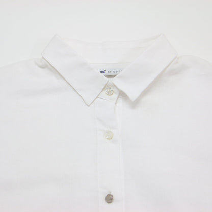 コットン リネン ロングスリーブ シャツ / 長袖 レギュラーカラー タック ドロップショルダー