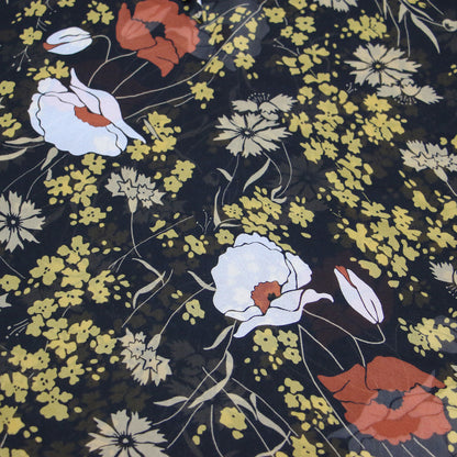 フラワープリント ボウタイ ブラウス / Marigold Print Alrik プルオーバー 長袖 総柄 シアー シルク