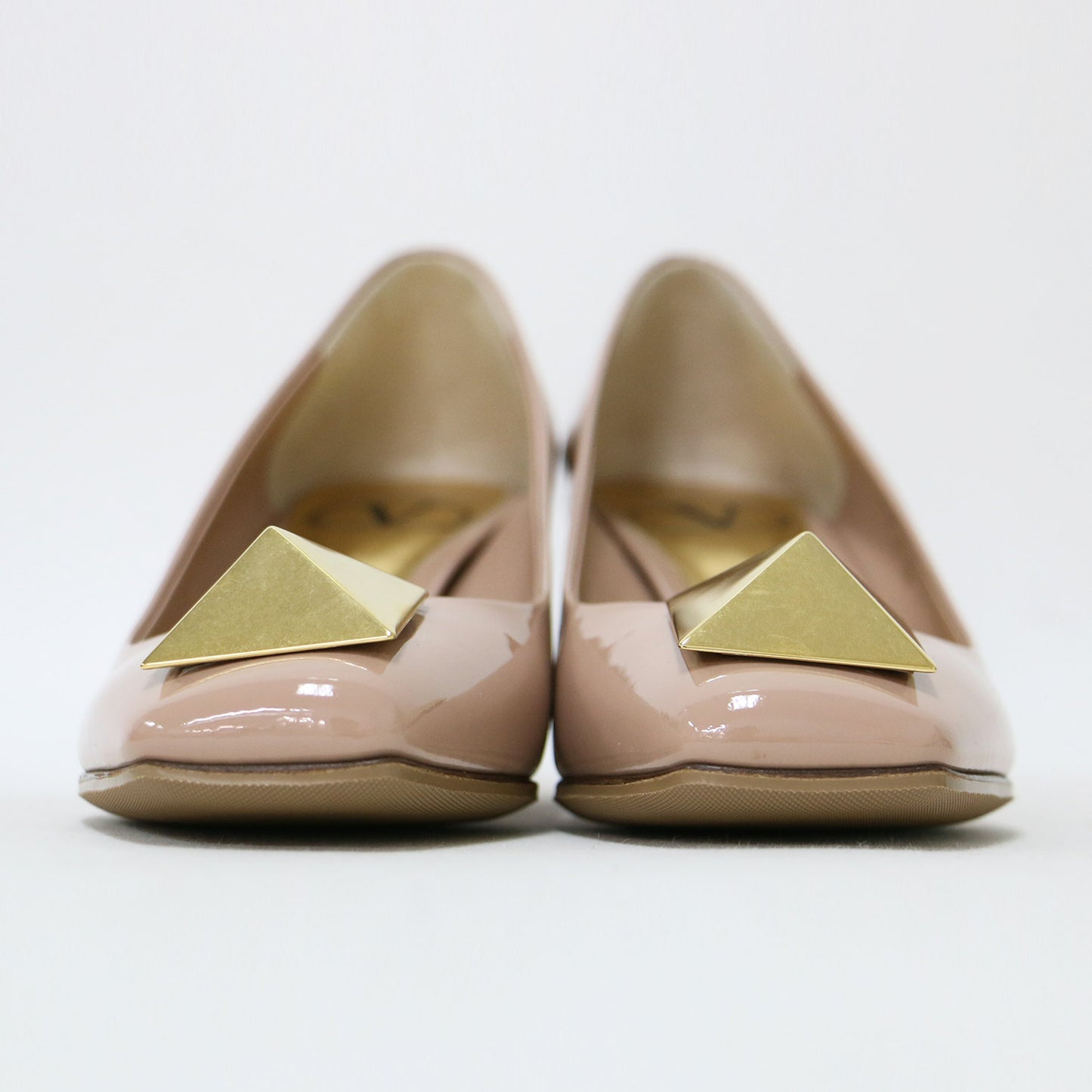 スタッズ クエアトゥ パンプス / チャンキーヒール エナメル パテント レザー