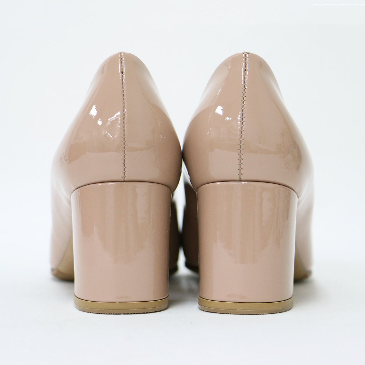 スタッズ クエアトゥ パンプス / チャンキーヒール エナメル パテント レザー