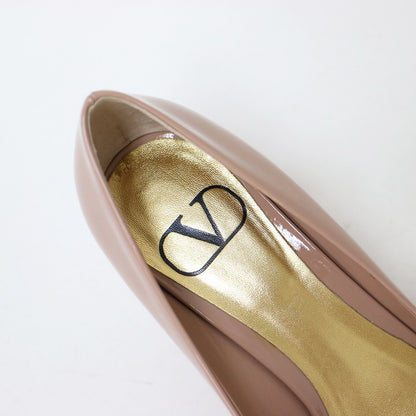 スタッズ クエアトゥ パンプス / チャンキーヒール エナメル パテント レザー