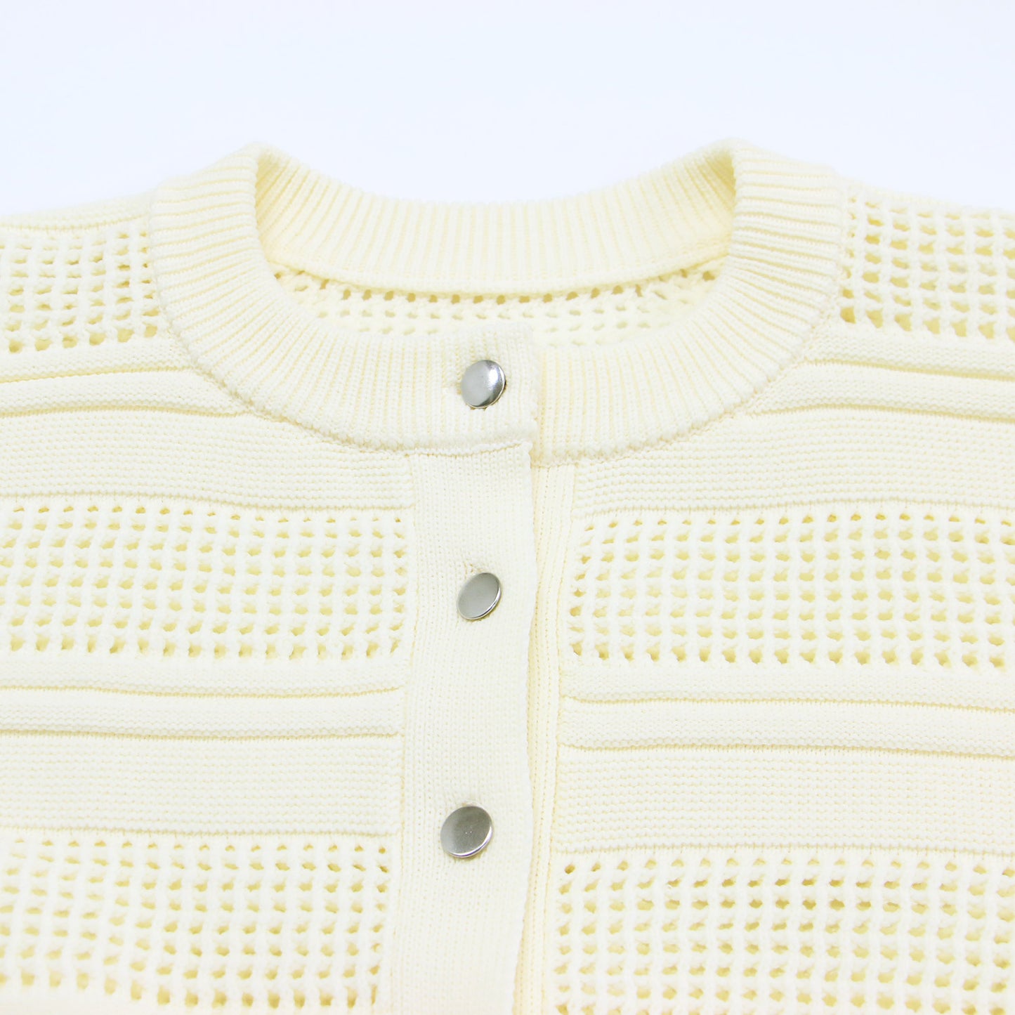 24秋冬 ペプラム カーディガン / ニット 長袖 クルーネック メッシュ フレア