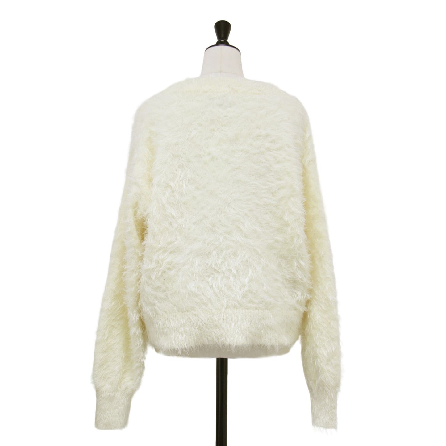 × PUBLUX 24秋冬 フェザー シャギーニット カーディガン / ニット 長袖 Vネック ワイド メタルボタン