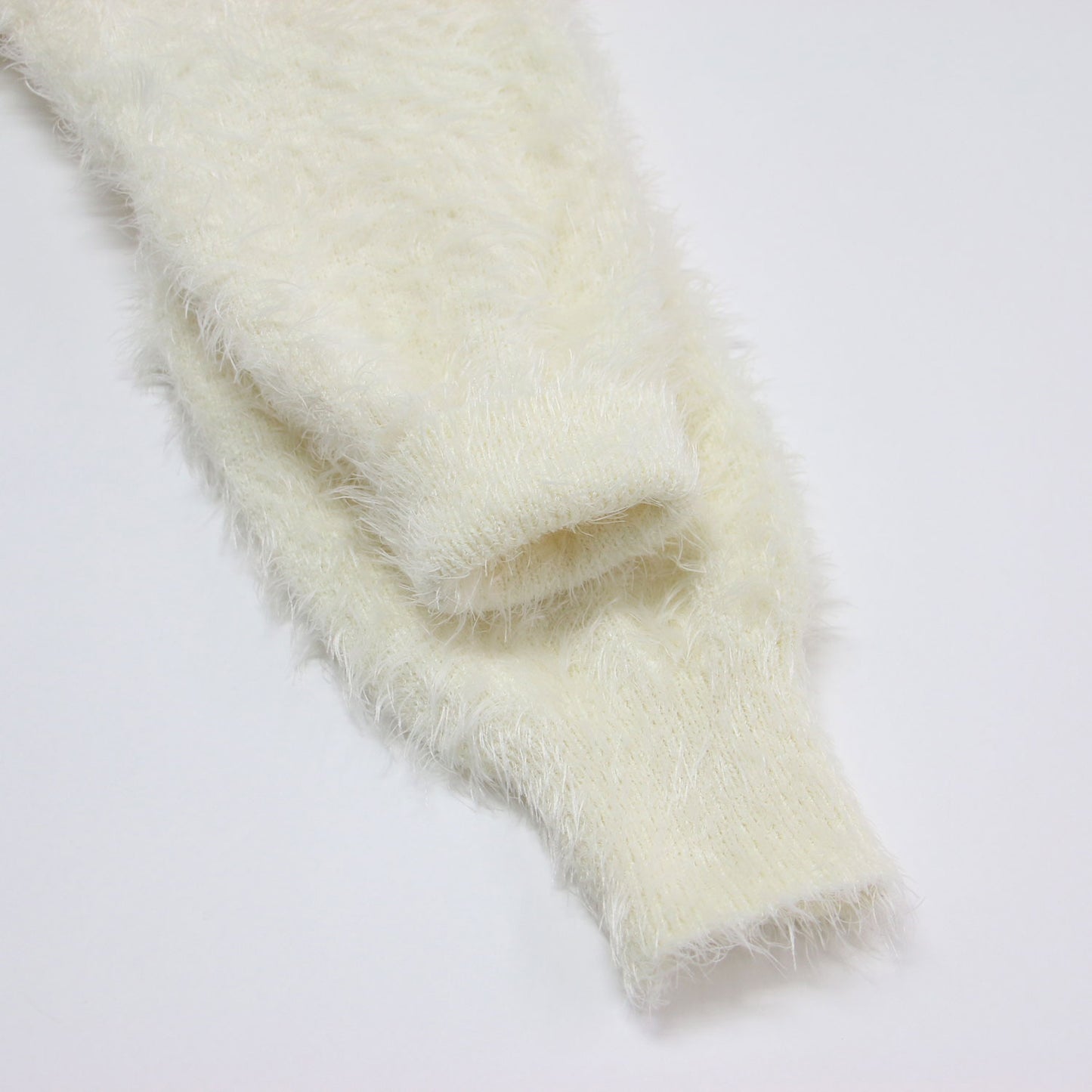 × PUBLUX 24秋冬 フェザー シャギーニット カーディガン / ニット 長袖 Vネック ワイド メタルボタン